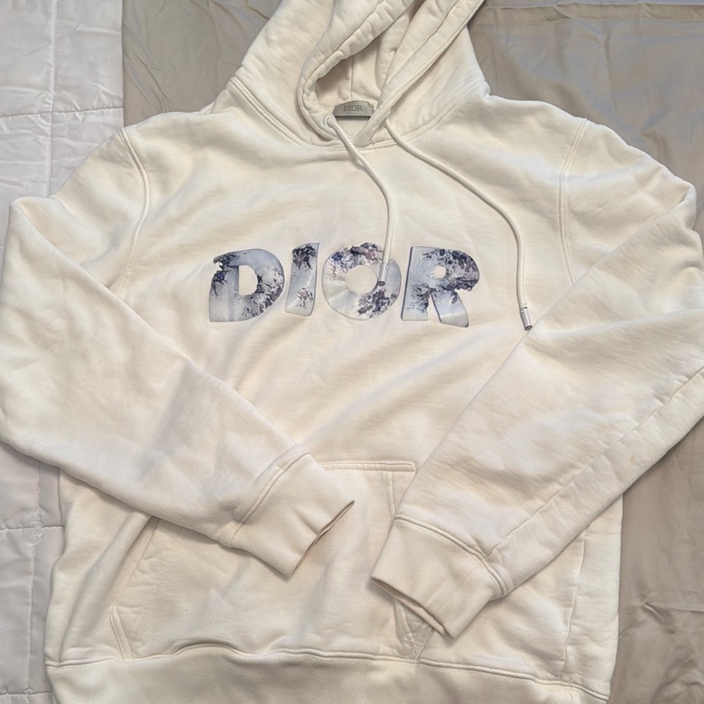 Dior Cream Hoodie with Artistic Logo